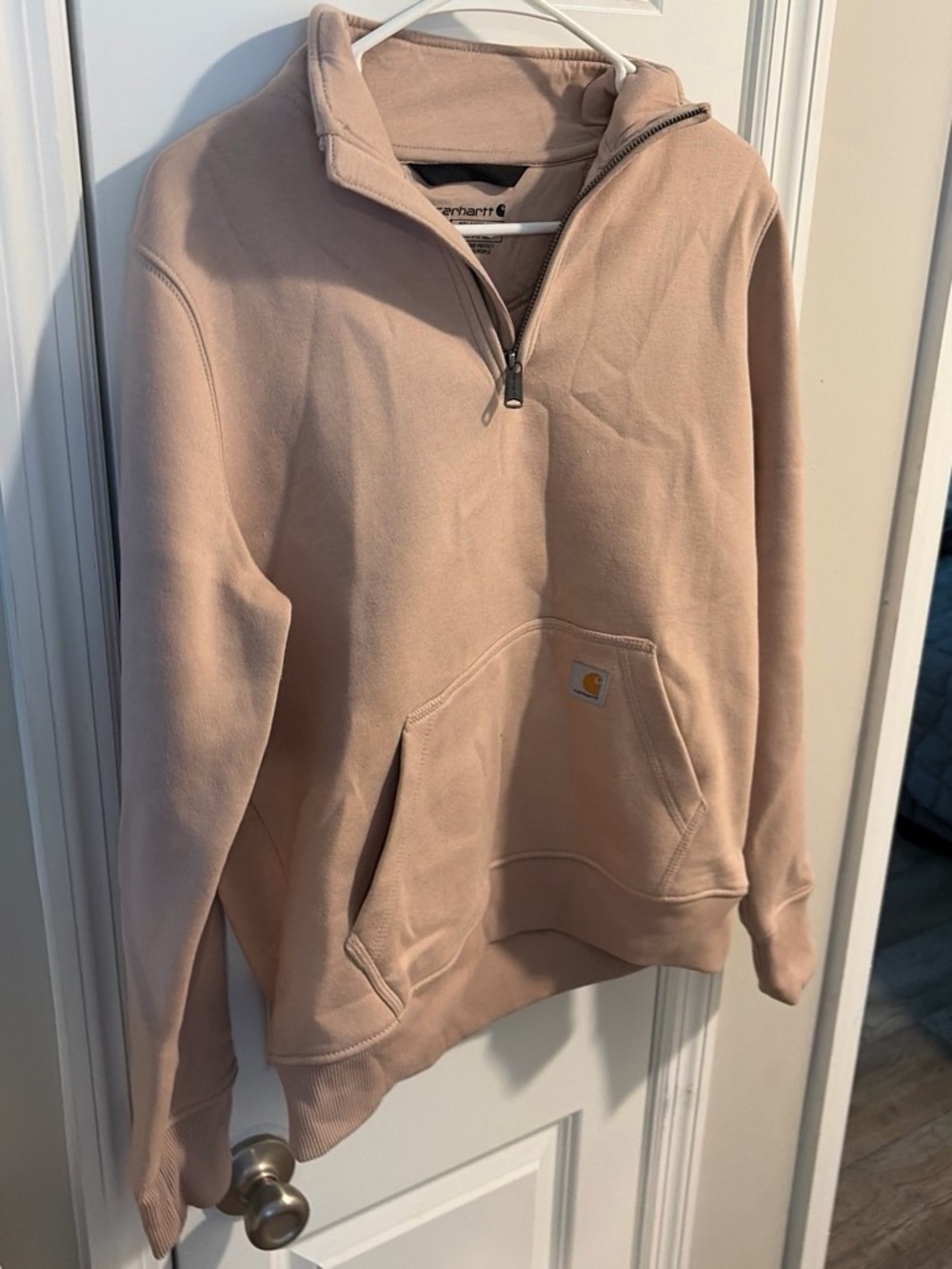 Carhartt Men’s Half-Zip Sweatshirt Jacket in Dusty Pink